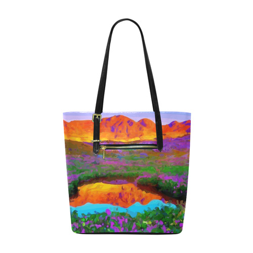 Sunset Landscape Purple Floral Red Mountains Euramerican Tote Bag/Small (Model 1655)