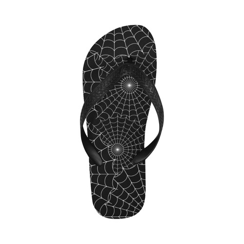 Halloween Spiderwebs - White Flip Flops for Men/Women (Model 040)