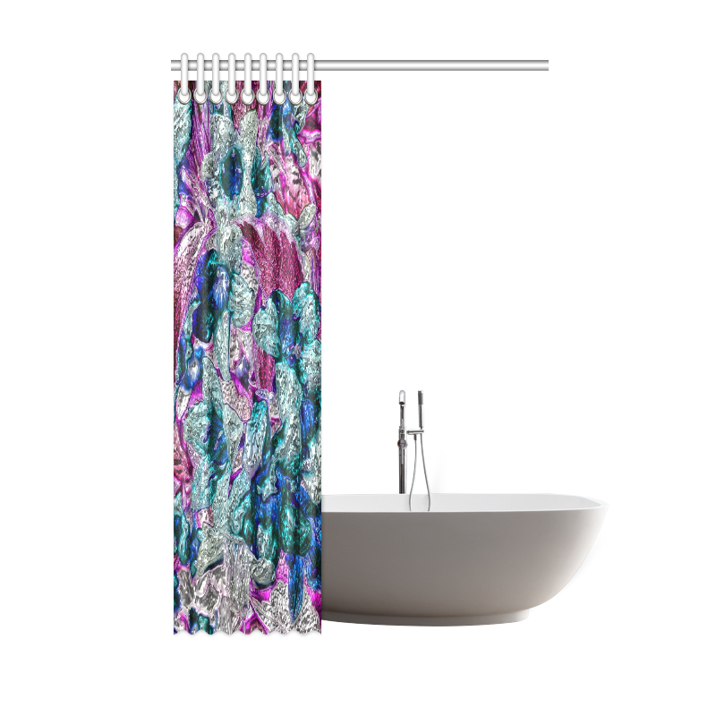 Floral, glossy Chrome 2C by FeelGood Shower Curtain 48"x72"