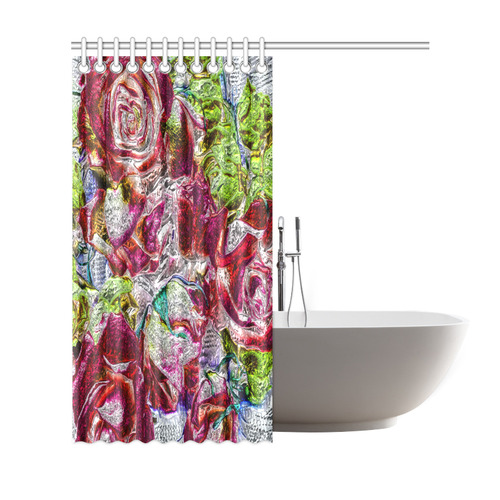Floral glossy  Chrome 01C by FeelGood Shower Curtain 69"x72"