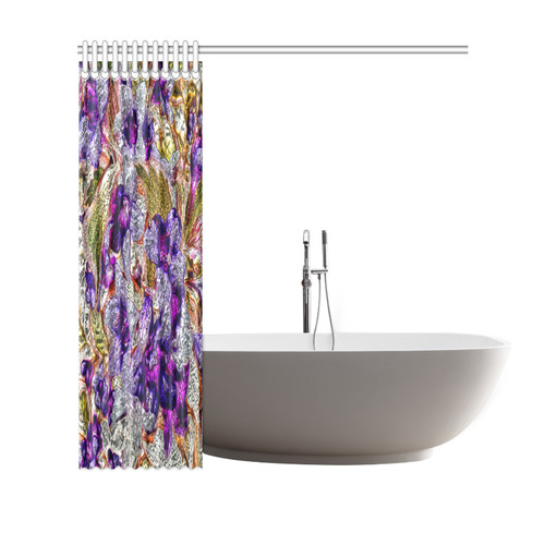 Floral glossy Chrome 2B by FeelGood Shower Curtain 69"x70"