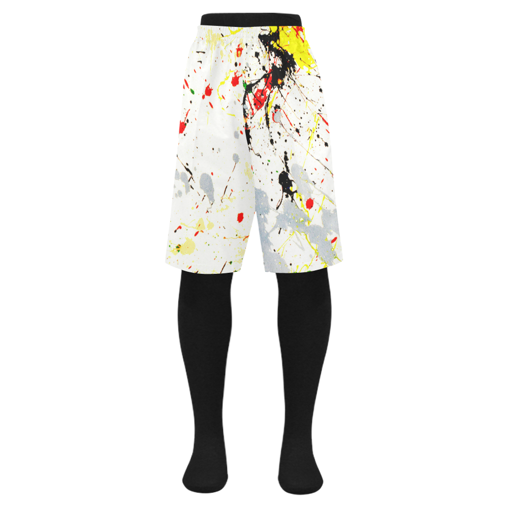 Yellow & Black Paint Splatter Men's Swim Trunk (Model L21)