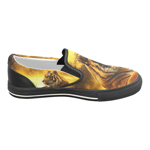 Tiger and Sunset Slip-on Canvas Shoes for Kid (Model 019)