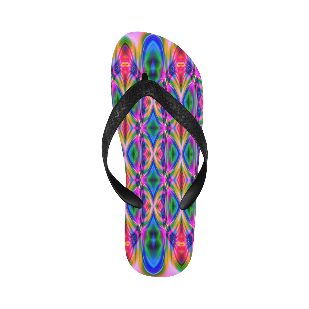Groovy Psychedelic Diamonds (Pinks and Blues) Flip Flops for Men/Women (Model 040)