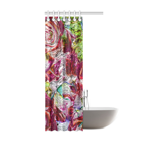 Floral glossy  Chrome 01C by FeelGood Shower Curtain 36"x72"