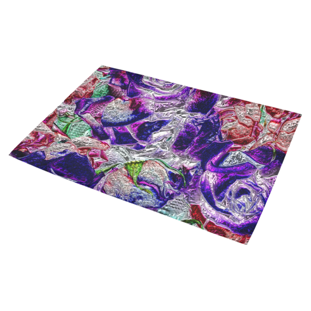 Floral glossy Chrome 01A by FeelGood Azalea Doormat 30" x 18" (Sponge Material)