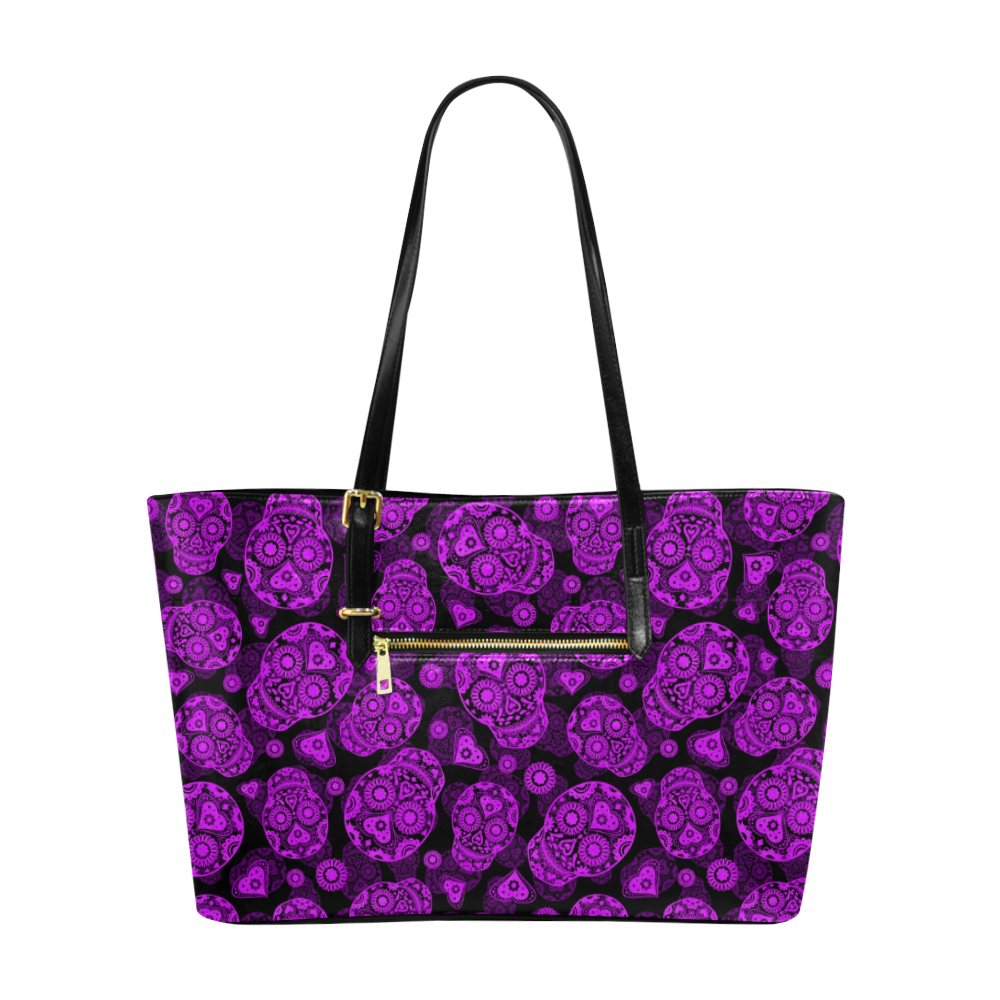 Sugar Skull Pattern - Purple Euramerican Tote Bag/Large (Model 1656)