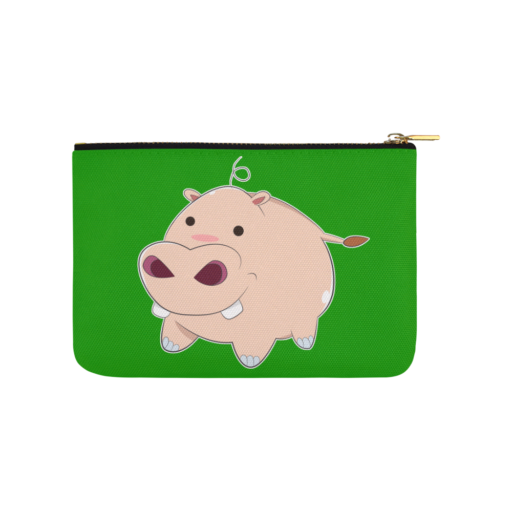 Happy Cartoon Baby Hippo Carry-All Pouch 9.5''x6''