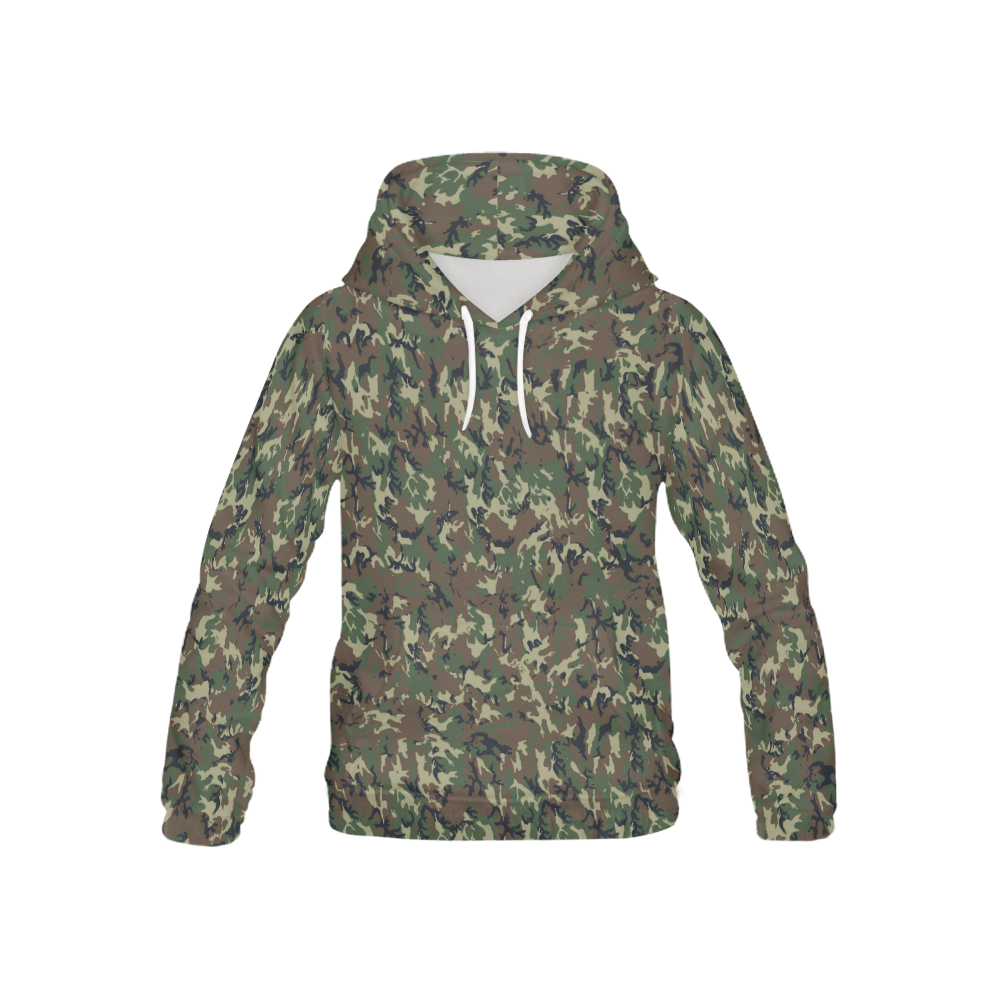 Forest Camouflage Military Pattern All Over Print Hoodie for Kid (USA Size) (Model H13)