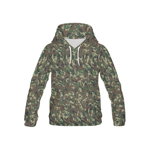 Forest Camouflage Military Pattern All Over Print Hoodie for Kid (USA Size) (Model H13)