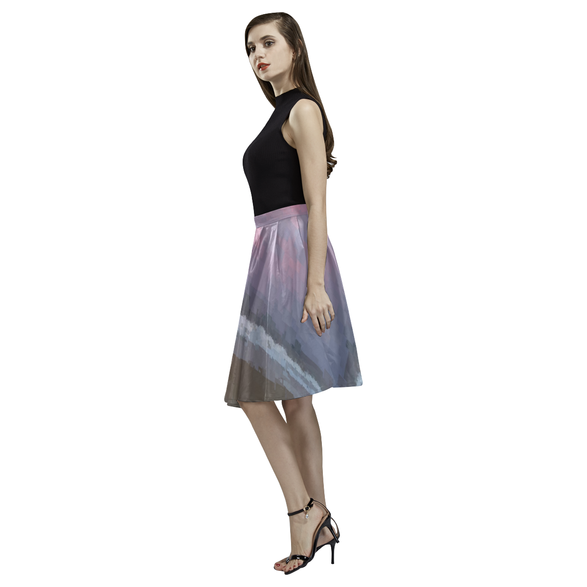 Evening on Pixel Coast Melete Pleated Midi Skirt (Model D15)