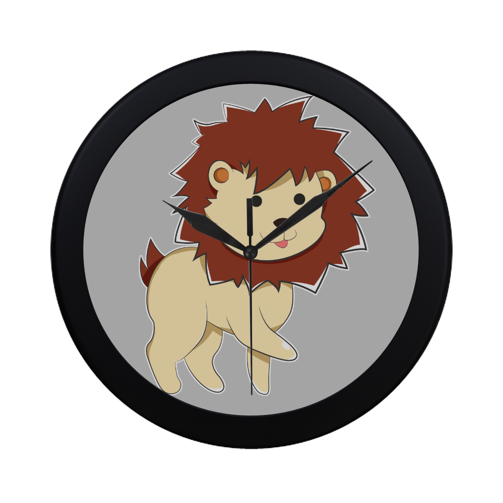 Happy Cartoon Baby Lion Circular Plastic Wall clock