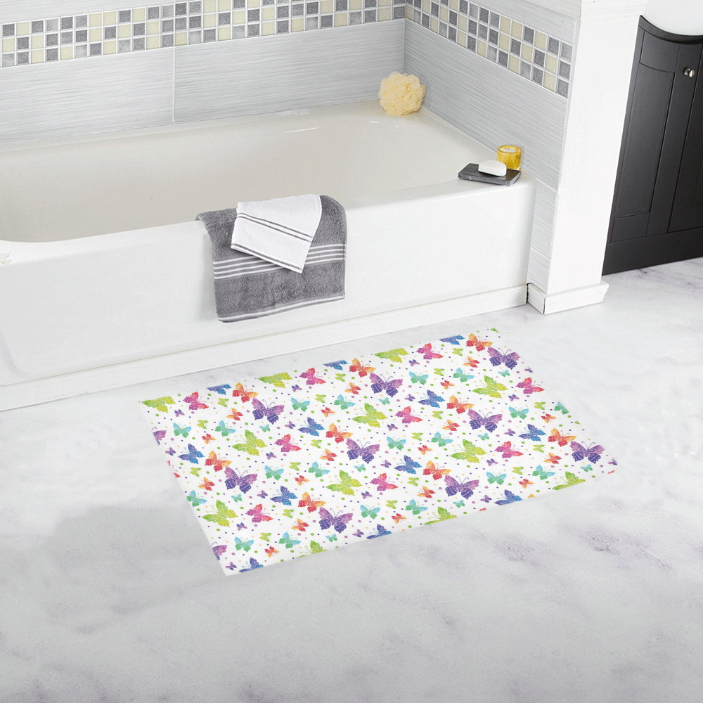 Colorful Butterflies Bath Rug 16''x 28''