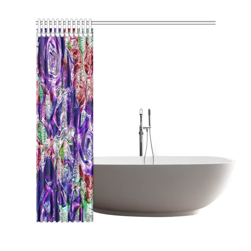 Floral glossy Chrome 01A by FeelGood Shower Curtain 69"x72"