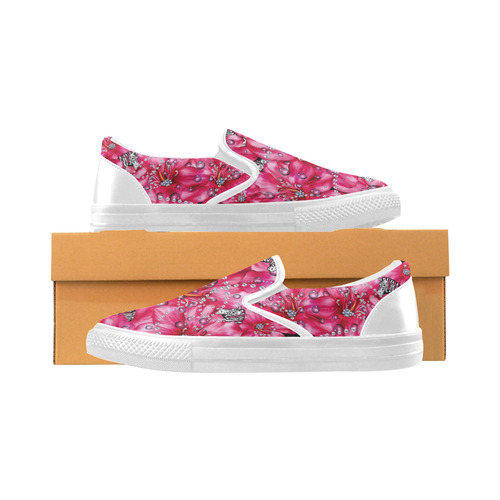 floral is the new black 4 Women's Unusual Slip-on Canvas Shoes (Model 019)