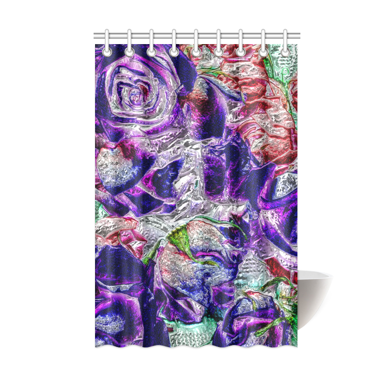 Floral glossy Chrome 01A by FeelGood Shower Curtain 48"x72"