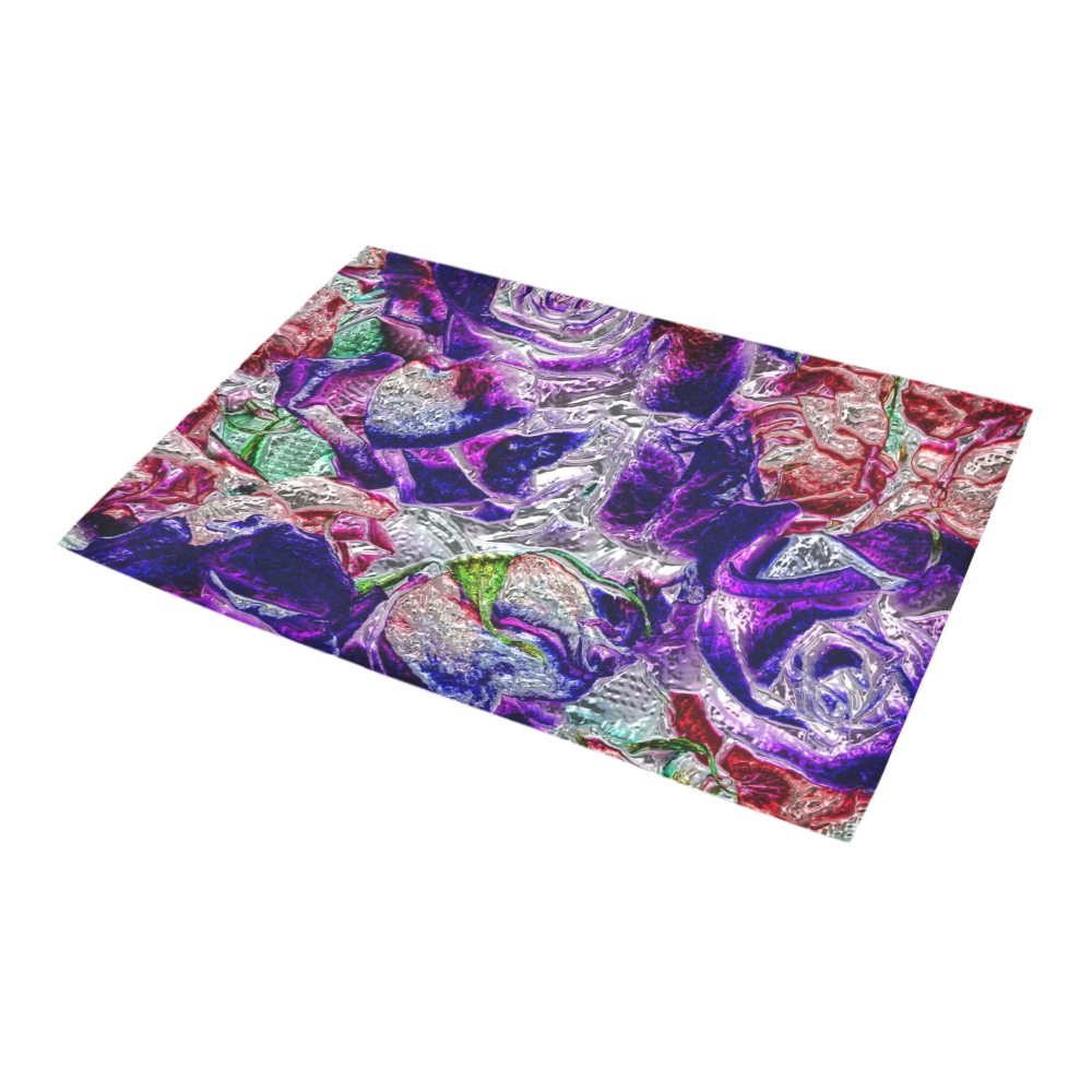 Floral glossy Chrome 01A by FeelGood Azalea Doormat 24" x 16" (Sponge Material)