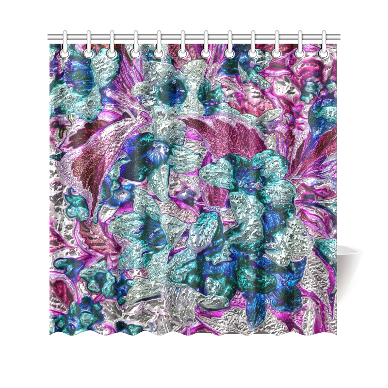 Floral, glossy Chrome 2C by FeelGood Shower Curtain 69"x70"