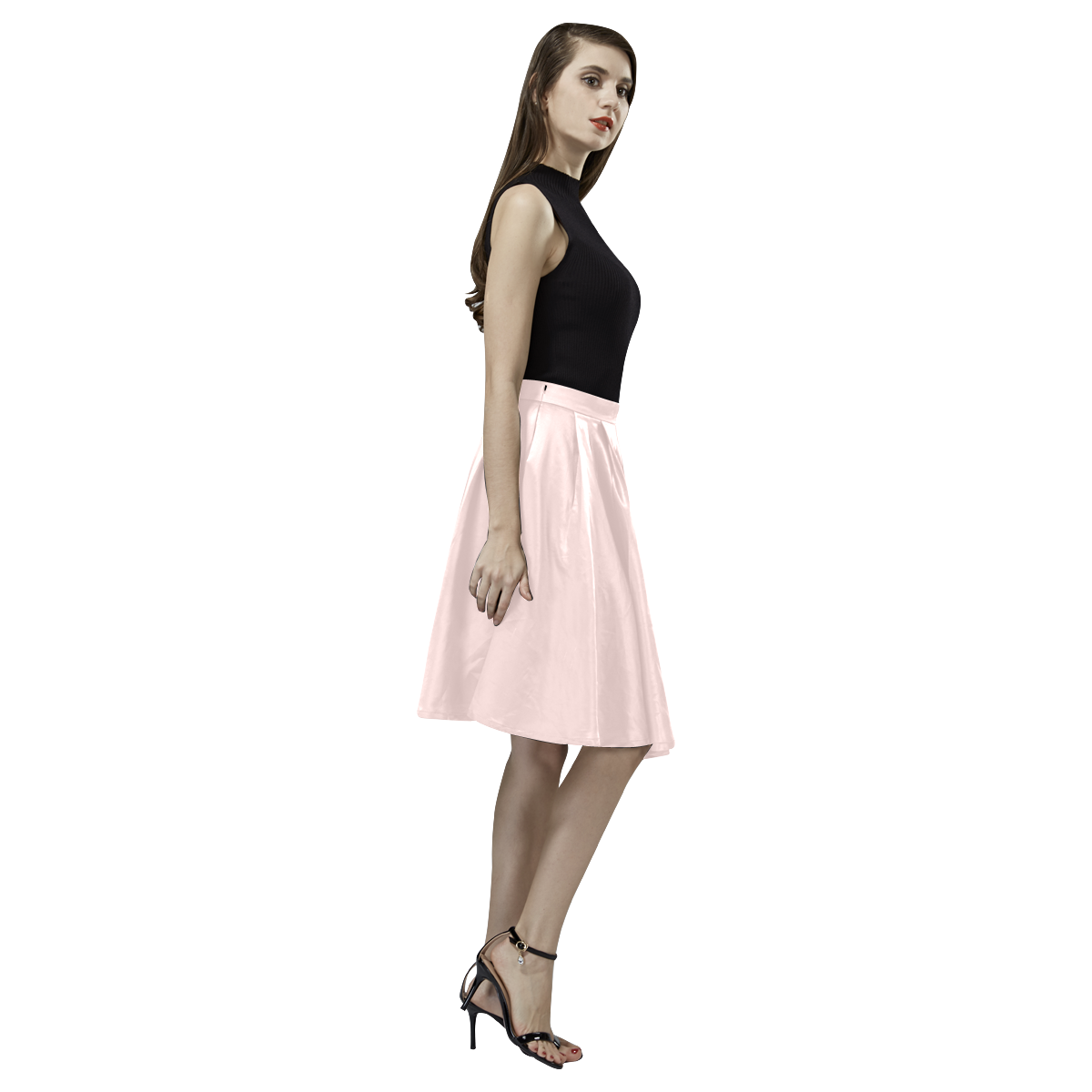 Pearl Melete Pleated Midi Skirt (Model D15)