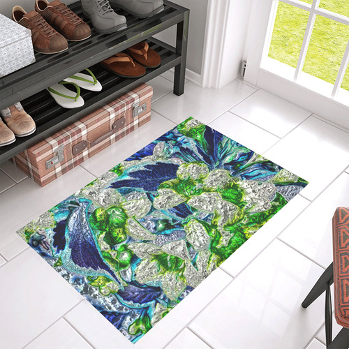 Floral glossy Chrome 2A by FeelGood Azalea Doormat 30" x 18" (Sponge Material)