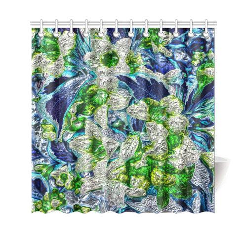 Floral glossy Chrome 2A by FeelGood Shower Curtain 69"x70"