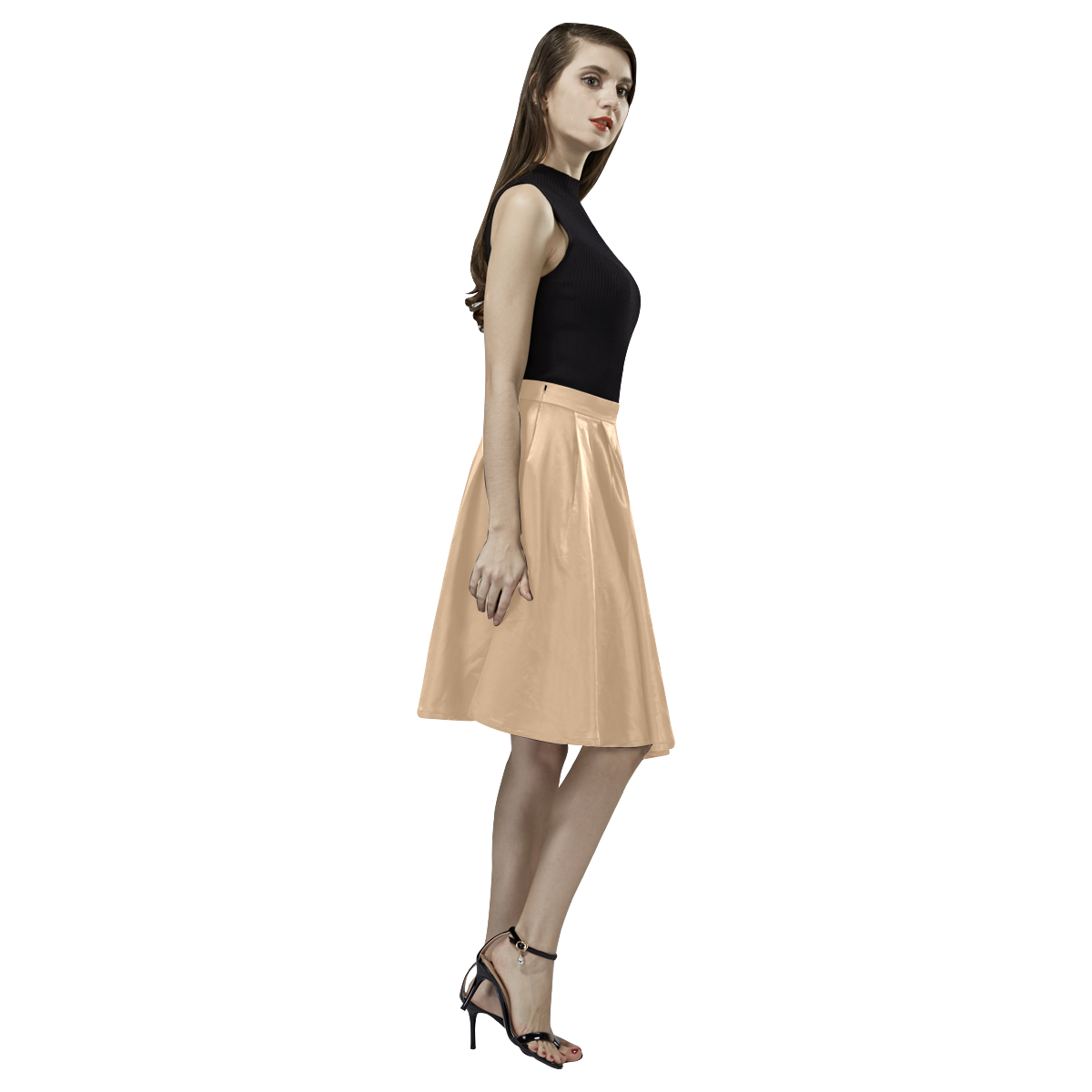 Sand Melete Pleated Midi Skirt (Model D15)