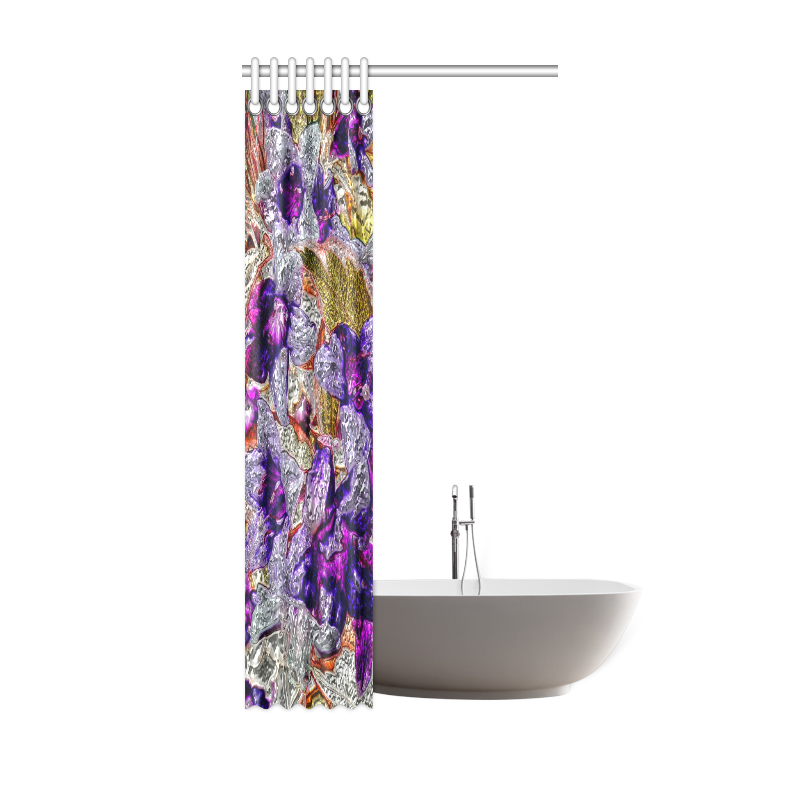 Floral glossy Chrome 2B by FeelGood Shower Curtain 36"x72"