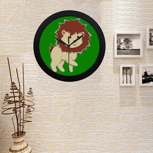 Happy Cartoon Baby Lion Circular Plastic Wall clock