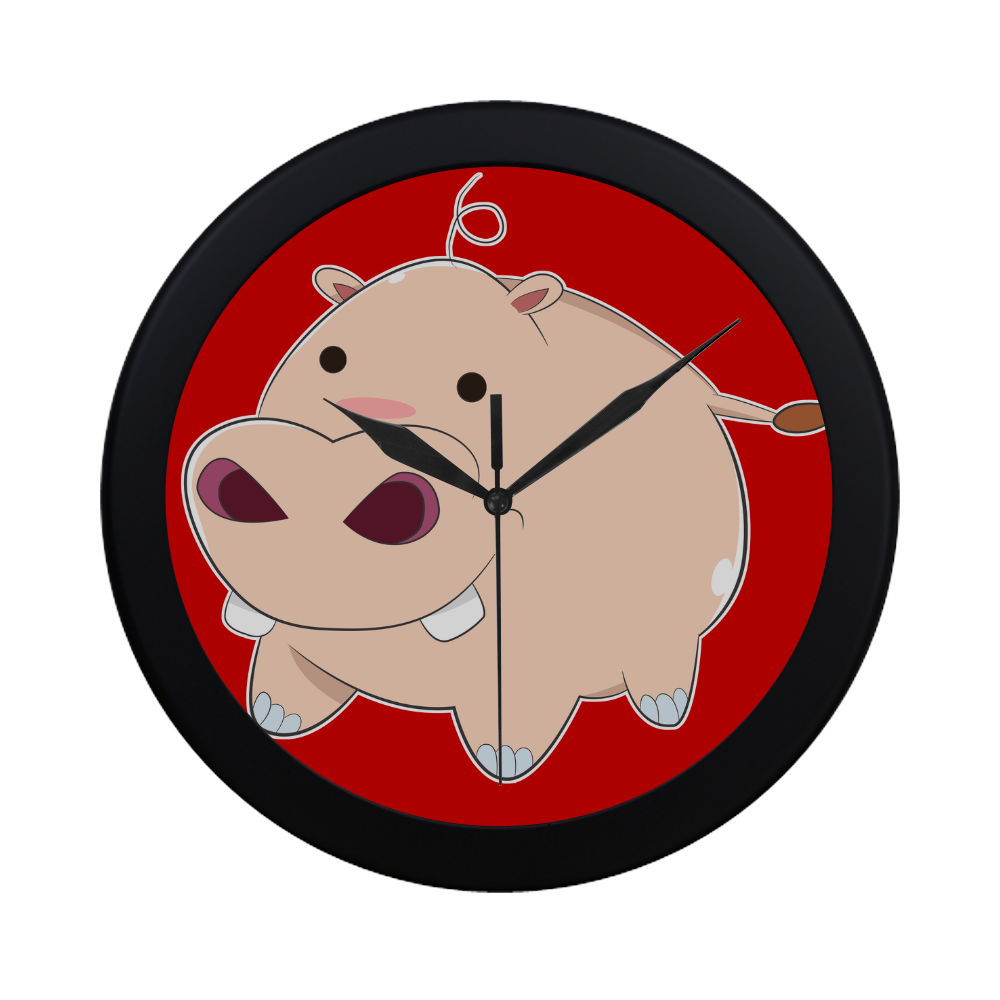 Happy Cartoon Baby Hippo Circular Plastic Wall clock