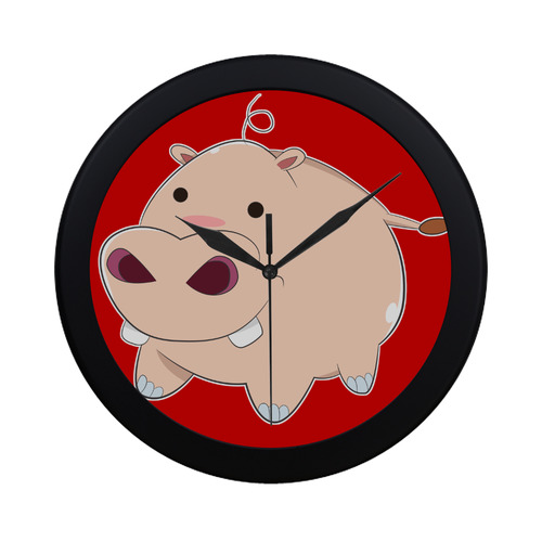 Happy Cartoon Baby Hippo Circular Plastic Wall clock