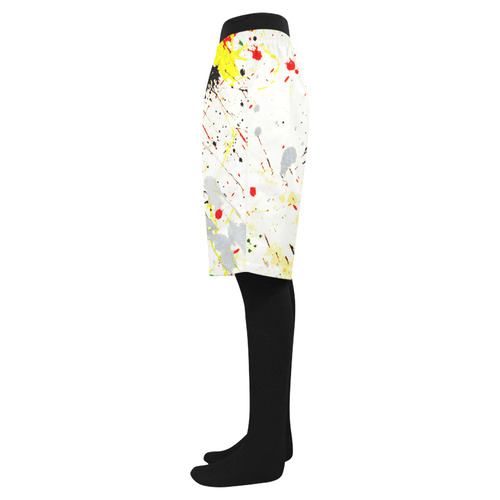 Yellow & Black Paint Splatter Men's Swim Trunk (Model L21)