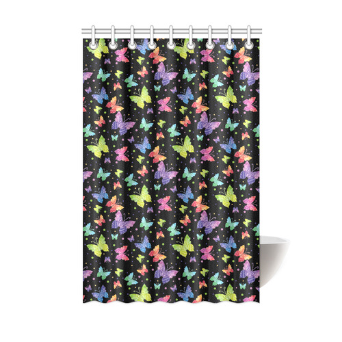Colorful Butterflies Black Edition Shower Curtain 48"x72"