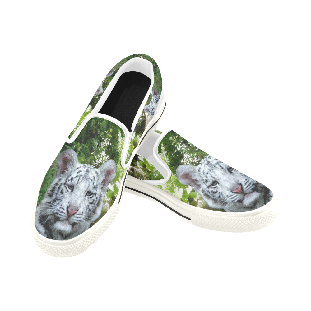White Tiger Slip-on Canvas Shoes for Kid (Model 019)