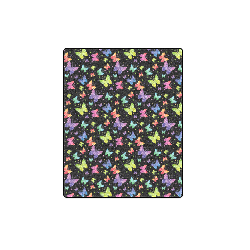 Colorful Butterflies Black Edition Blanket 40"x50"