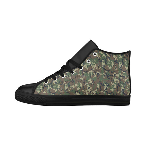 Forest Camouflage Military Pattern Aquila High Top Microfiber Leather Men's Shoes/Large Size (Model 032)