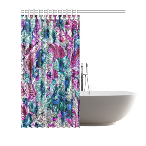 Floral, glossy Chrome 2C by FeelGood Shower Curtain 72"x72"