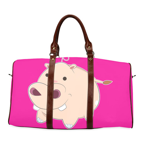 Happy Cartoon Baby Hippo Waterproof Travel Bag/Small (Model 1639)