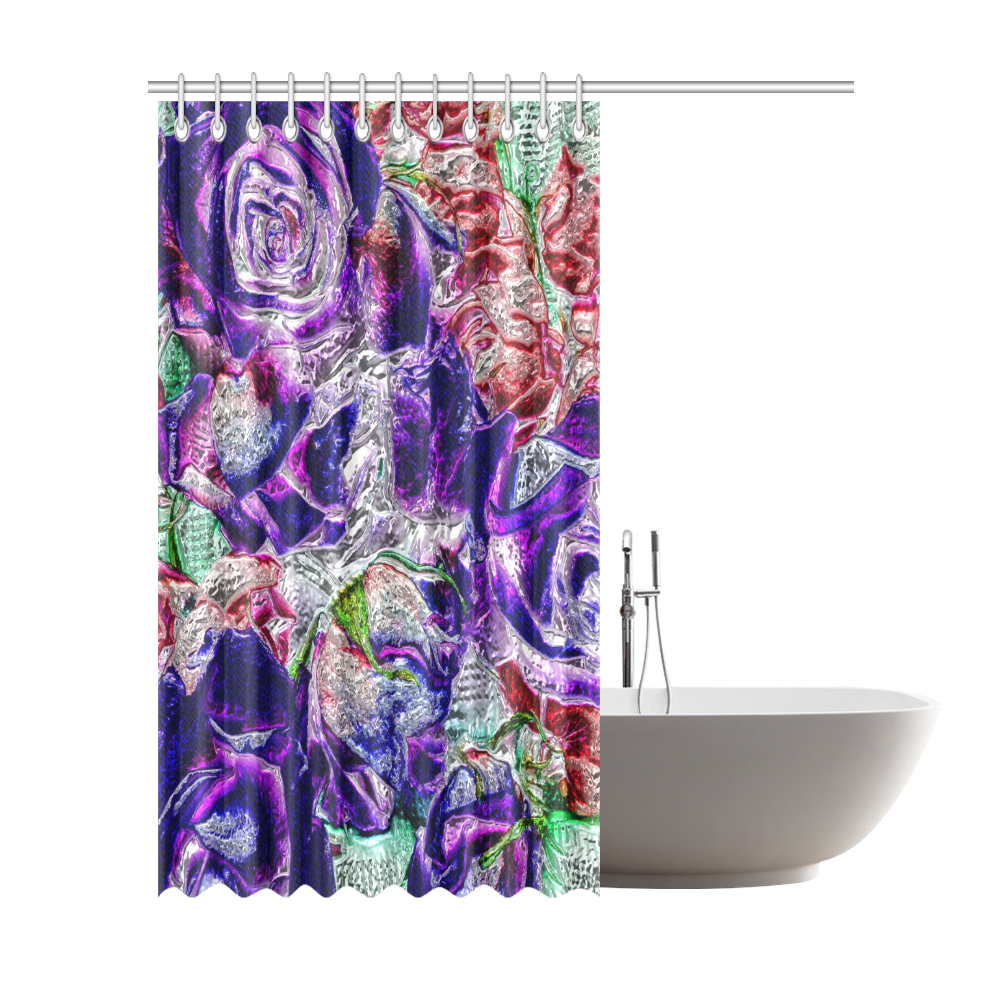 Floral glossy Chrome 01A by FeelGood Shower Curtain 72"x84"