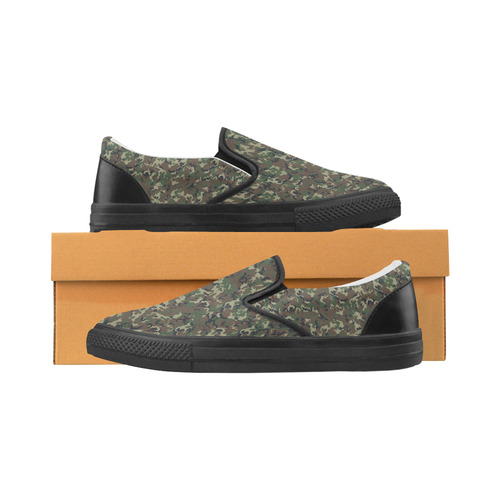 Forest Camouflage Military Pattern Men's Unusual Slip-on Canvas Shoes (Model 019)