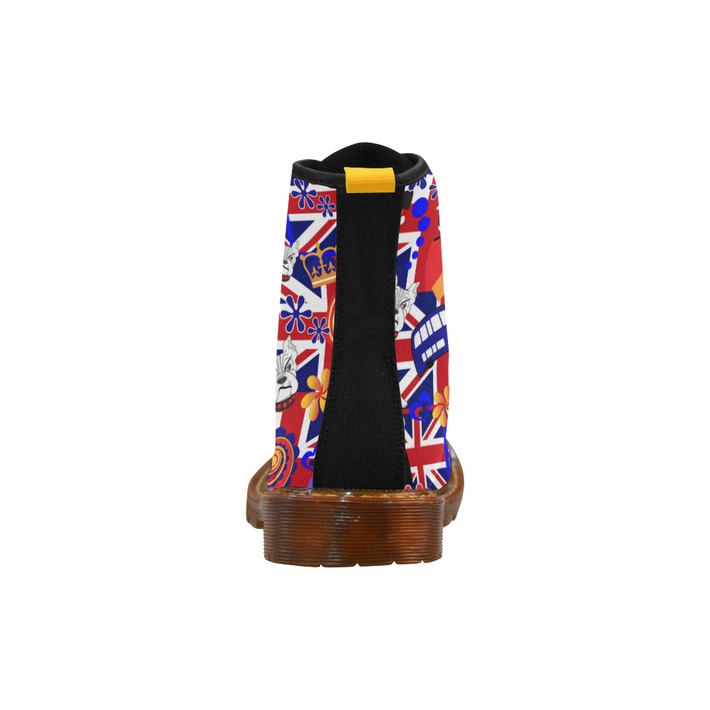 Men's Print Marten Boot UK Flag Brit Bull Dog Print Martin Boots For Men Model 1203H
