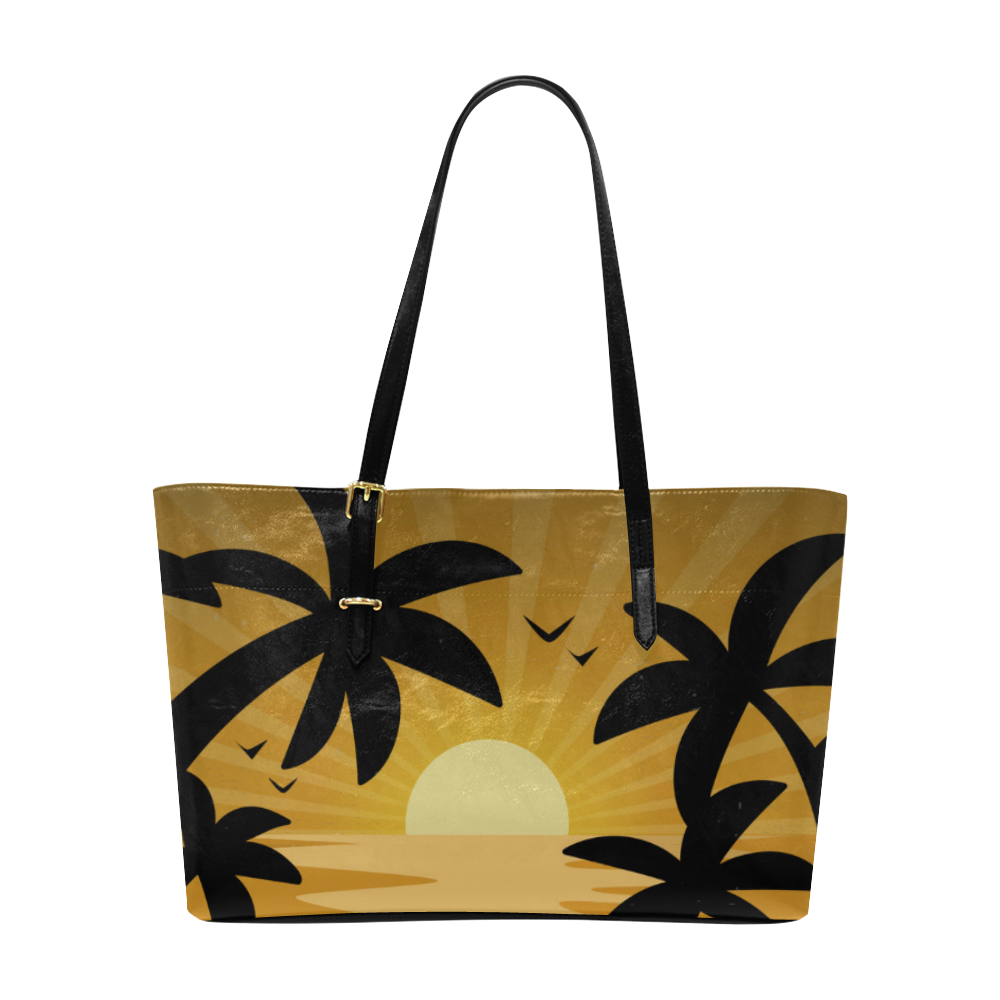 Tropical Sunset Palm Trees Summer Euramerican Tote Bag/Large (Model 1656)