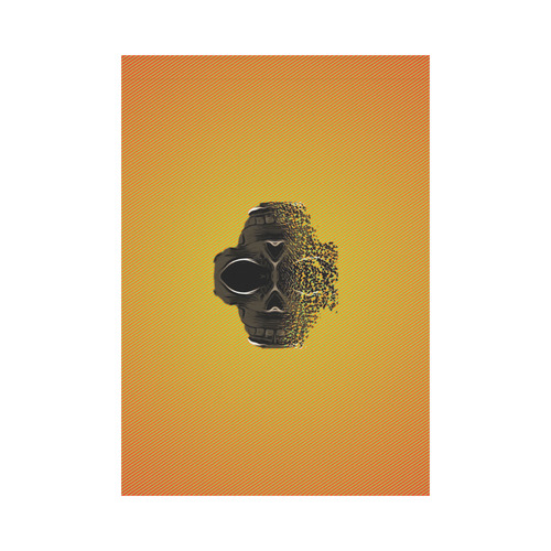 fractal black skull portrait with orange abstract background Garden Flag 28''x40'' （Without Flagpole）