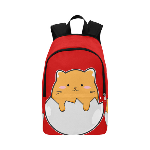 Happy Cartoon Cat Egg Fabric Backpack for Adult (Model 1659)