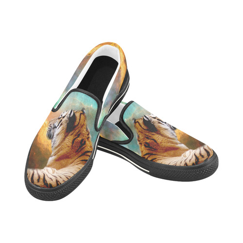 Tiger and Nebula Men's Slip-on Canvas Shoes (Model 019)