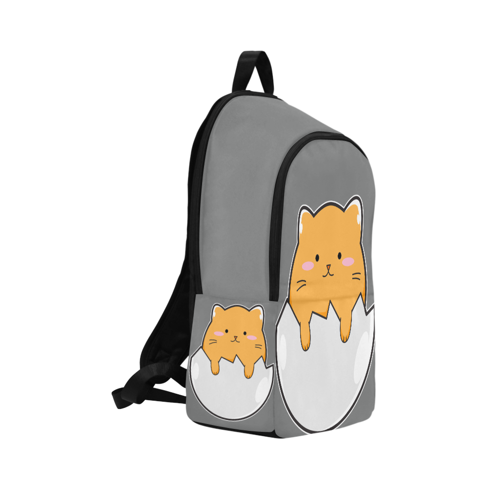 Happy Cartoon Cat Egg Fabric Backpack for Adult (Model 1659)