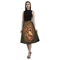 Amazing skull with floral elements Aoede Crepe Skirt (Model D16)