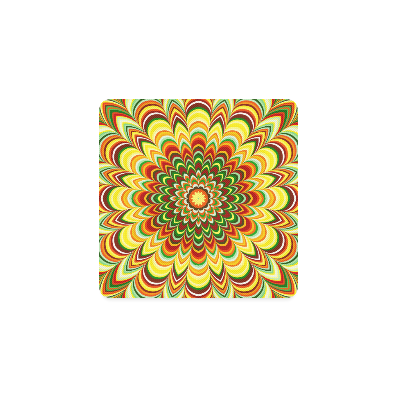 Colorful flower striped mandala Square Coaster