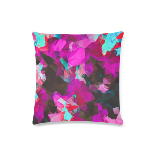 psychedelic geometric polygon abstract pattern in purple pink blue Custom Zippered Pillow Case 16"x16"(Twin Sides)