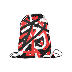 Red, Black and White Graffiti Medium Drawstring Bag Model 1604 (Twin Sides) 13.8"(W) * 18.1"(H)