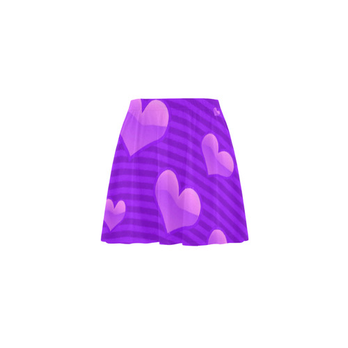 Purple Valentine Hearts Mini Skating Skirt (Model D36)